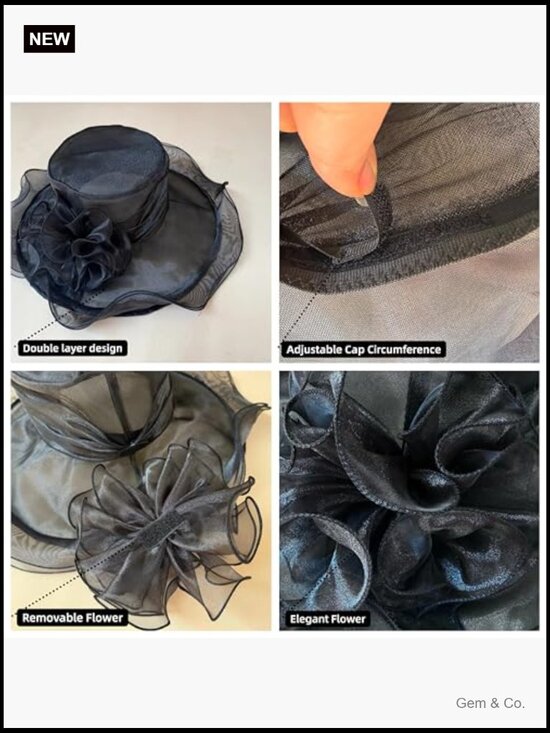 Wide Brim Polka Dot Organza Church Fascinator Wedding Hat main image 4